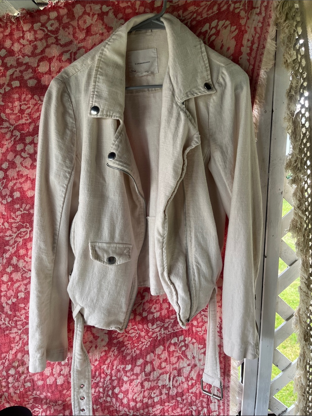 Anthropologie Light Cream Biker Jacket
